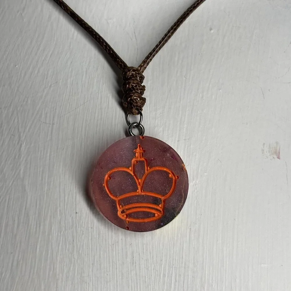 Vortex Violet King - Handmade Resin Chess Necklace - Picture 3 of 5